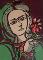Comprar Bruno Venier - Serigrafia Firmada - Figura Con Flor - 1974
