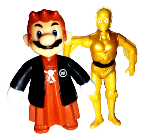 2 Bonecos Action Figure Super Mario Android C-3po Star Wars