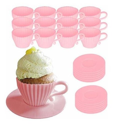 Evelots Juego De Taza De Té Para Hornear Cupcakes, Silicona 