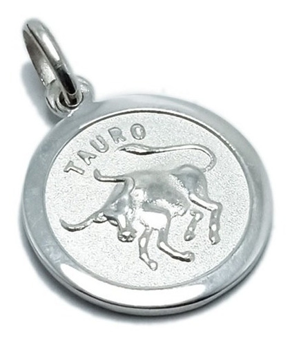 Medalla Signo Tauro - Plata 925 - Grabado + Cadena - 20mm