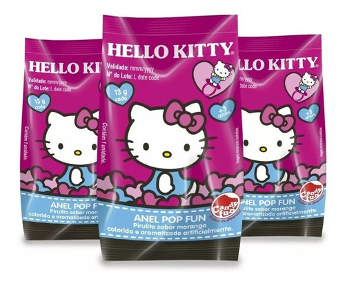 Doce Pirulito Anel Pop Fun Hello Kitty Caixa Com 32 Dtc 4304
