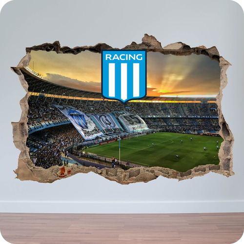 Vinilo Mural Pared Rota 3d Racing Club Futbol 100x150