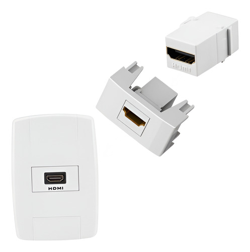 Keystone Hdmi  + Modulo + Suporte +espelho Completo 4x2 Pial