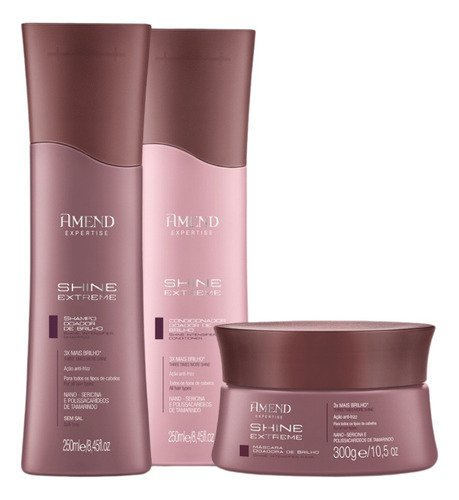 Kit Amend Shampoo, Condicionador E Máscara Shine Extreme