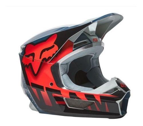 Casco Cross Fox V1 V1 Trice  Gris Y Naranja - Motocross