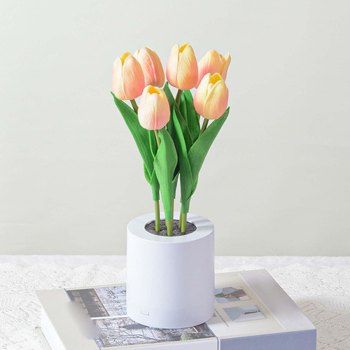 Night Light Flor Artificial Con Puerto Usb Centros De Mesa