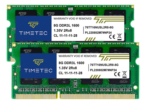 Timetec Kit De 16 Gb (2x8 Gb) Ddr3l/ddr3 1600 Mhz (ddr3l-...