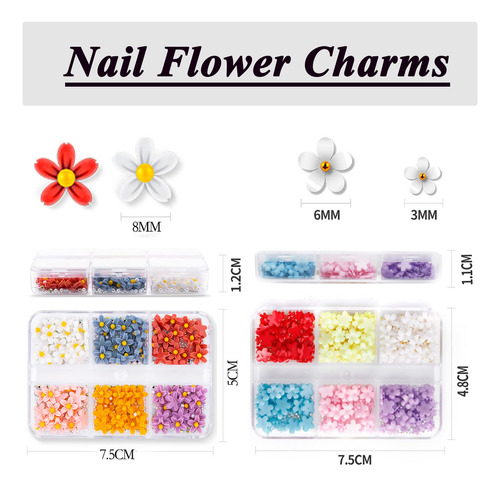 Kit De Decoración Floral Para Uñas Loveourhome, 4 Cajas De F