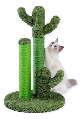 Rascador Para Gato 3 Postes Sisal Natural Juguete Cactus