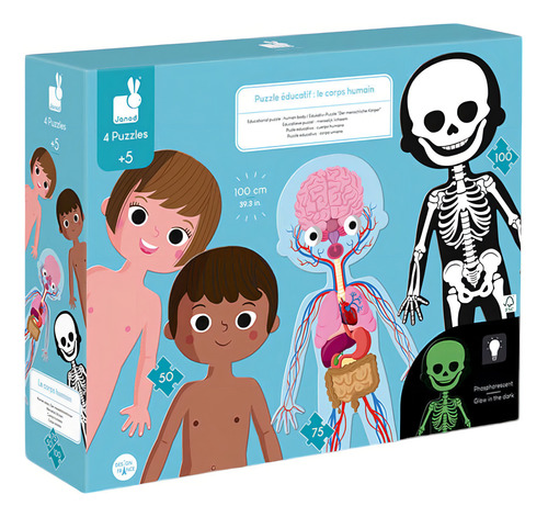 Puzzle Educativo Cuerpo Humano Brilla En La Oscuridad Janod