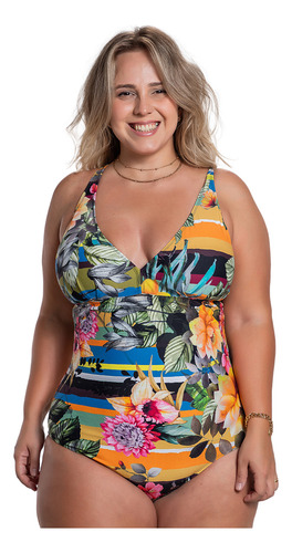 Maio Estampado Sem Bojo Cava Baixa Plus Size