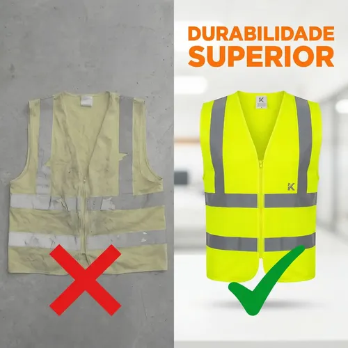 Kit com 4 Coletes Refletivos de Segurança Amarelo Neon XXG com