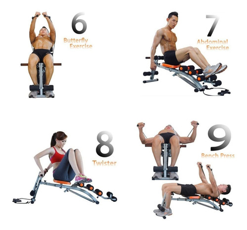 Imagen 6 de 9 de Banco Multifuncional + Pedalera Six Car Rodillos Bandas Pack