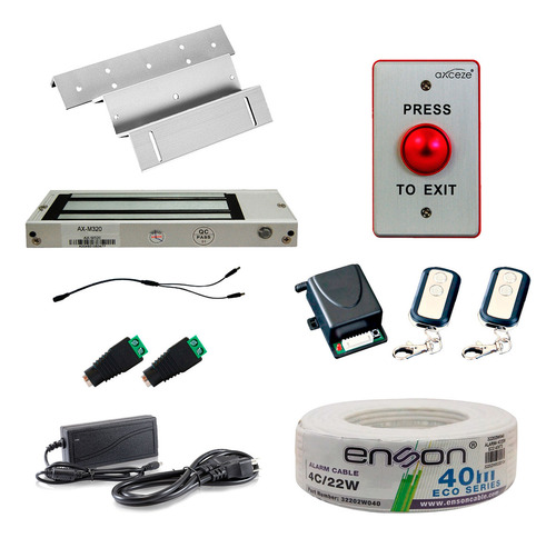 Kit De Acceso Electroimán 158kg Con Control Remoto Y Botón