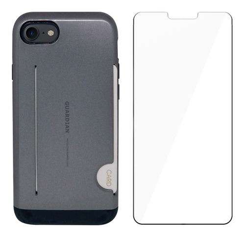 Funda Uso Rudo Tarjetero Guardián Para iPhone 7 Mas Mica