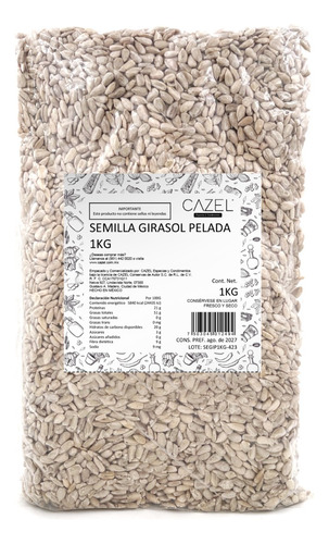 Semilla De Girasol Pelada Sin Cascara Natural 1kg