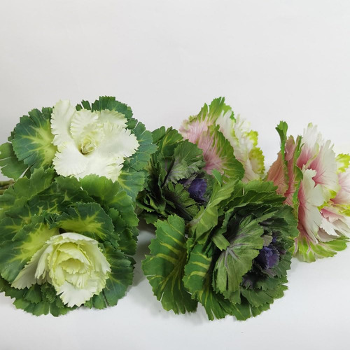 2 Piezas Artificiales De Flores De Rosas De Repollo, Tallos