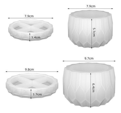 Molde De Vaso De Suporte De Vela De Silicone De 2 Tamanhos C