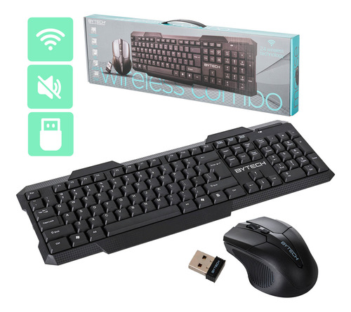 Kit Teclado Y Mouse Inalámbrico Conexión Usb Ergonómico Bytech