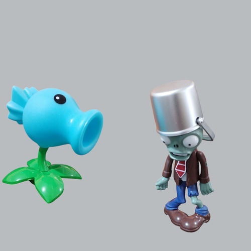 Juego De 2 Figurasde Plantas Vs Zombies Lanza Guisante Azul