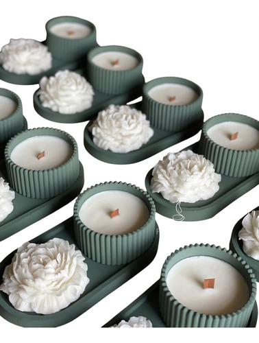 Souvenir X10 Velas Aromatizada Peonia Bandeja En Compose