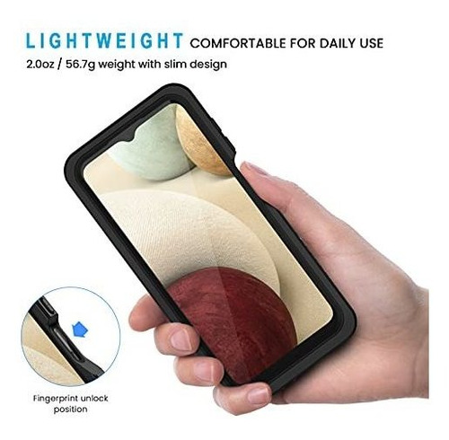 Funda Para Samsung Galaxy A12 Impermeable Y Comoda Negro Liso