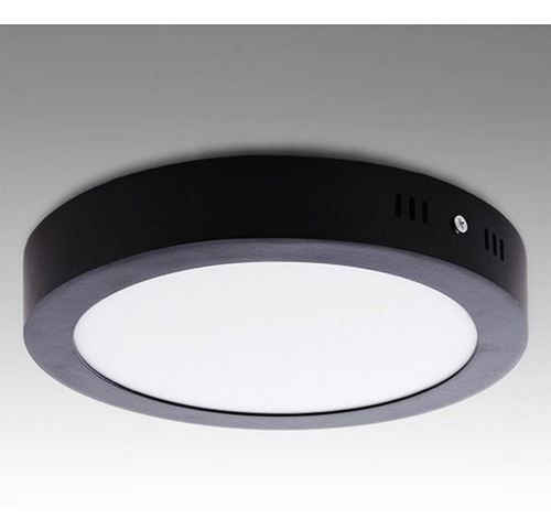 Imagen 2 de 5 de Panel Plafon Aplicar Redondo Led 12w Negro Luz Fria Macroled