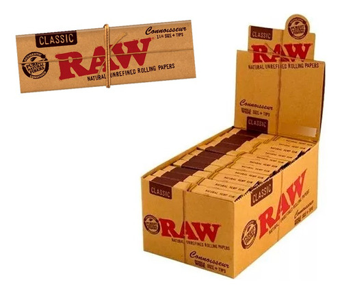 Papelillos Raw Connoisseur 1 1/4 + Tips Display 24 Uds X 50