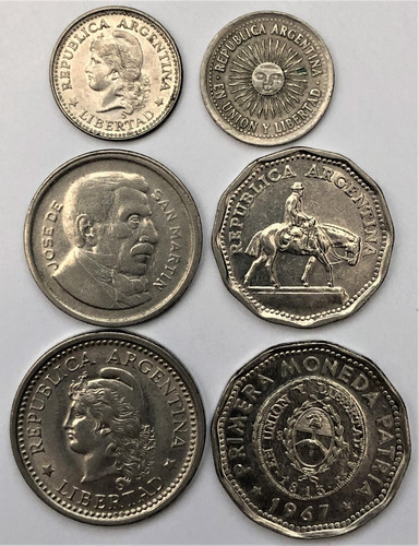Argentina Grupo De 6 Monedas 1954 A 1994