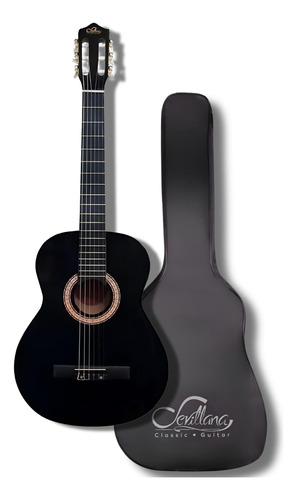 Guitarra Clásica Sevillana 39 Negro Con Alma + Funda 8448