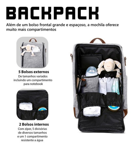 Mochila Maternidade Abc Design Mochila Tour Graphite Grey