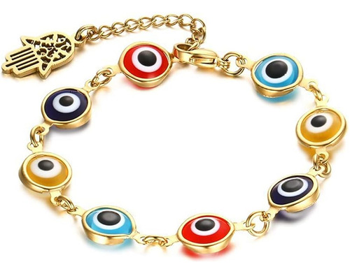 Evil Eye Hamsa Beaded Charm Bracelet Para Mujeres Niñas Acer