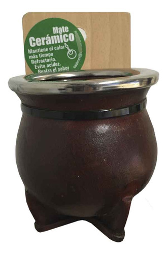 Mate De Ceramica Grande Forrado En Cuerina 