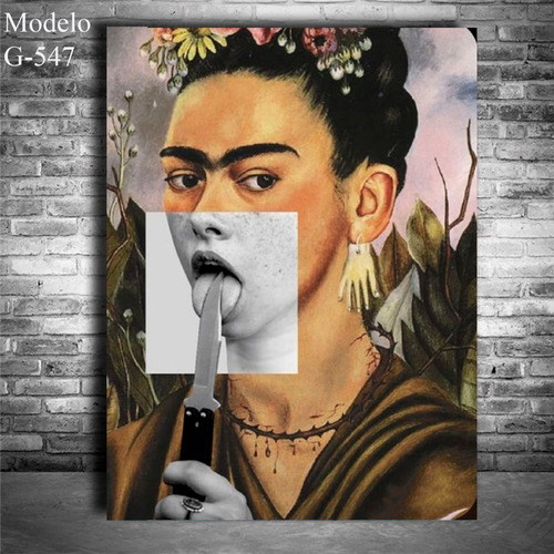 Cuadro Frida Khalo Meme Cuchillo Arte Mode 60x45 Cm Textura