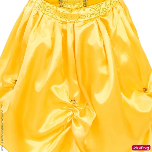 Vestido Cinderela Infantil de Luxo Longo Com Coroa e Luvas