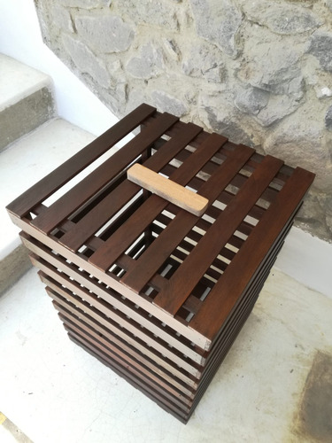 Huacal Grande De Madera Con Tapa Acabado En Color Chocolate