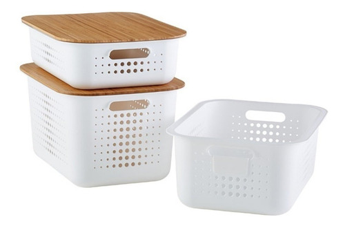 Imagen 2 de 6 de Canasto Grande Blanco Suecia 100 % Reciclado Organizza