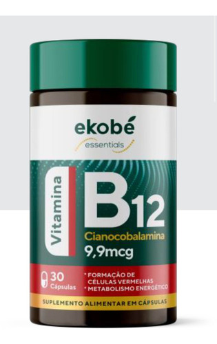 Vitamina B12 - 9,9mcg - 30 Cápsulas De 390mg Ekobé Sabor Sem sabor