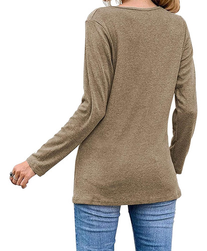 Playera Mujer De Manga Larga Camisetas Con Cuello Redondo