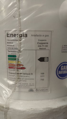 Termotanque Multigas Coppens 120 Litros Conexion Superior Co Blanco