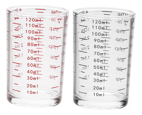 Vaso Medidor De Vidrio Con Doble Escala, Negro Y Rojo [u], 2