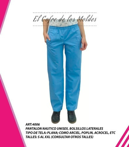 Molde  Pantalon Nautico Unisex, Pack Talles S Al Xxl