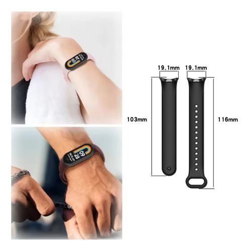 Kit 3 Pulseiras Compatível Mi Band 9 Mi Band 8 Trava Metal