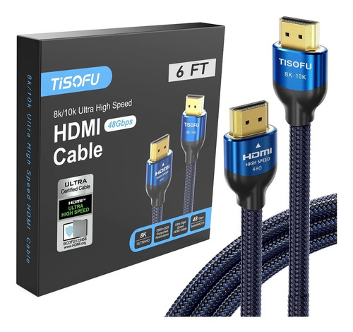 Cable Hdmi 8k Cable 4k: 6 Pies Certificados 2.1 48gbps Cabl