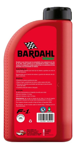 Aceite Multigrado Bardahl Bios Super Racing Oil 25w-50 946ml