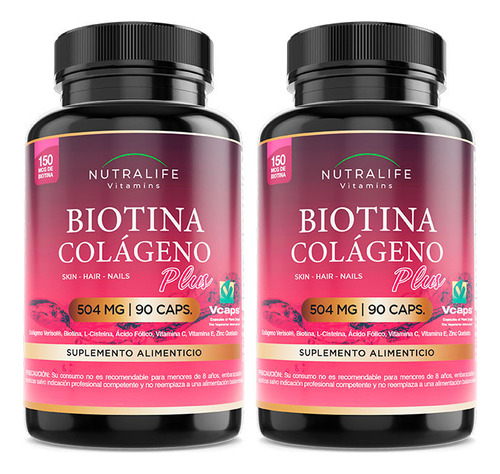 Biotina + Colageno + Vit + Zinc Lf 2x90 Cap. Pelo Piel Uñas