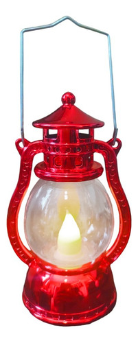 Lanterna Lampião Decorativo Vela Led Artificial A Bateria Cúpula Vermelho Estrutura Vermelho