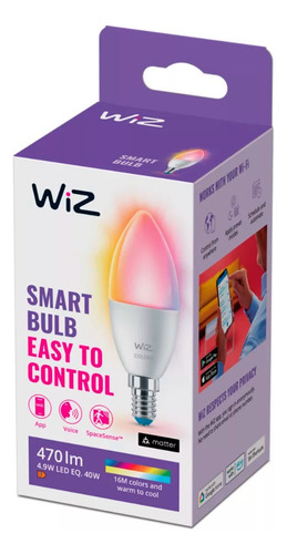 Ampolleta Vela C37 Rgb Wifi 40w Wiz E14