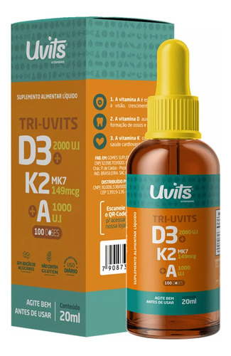 Vitamina D3 + K2 Mk-7 + A - En Gotas, Sublinguale Sin Sabor