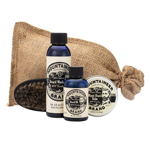 Kit Cuidado De La Barba: Aceite Bálsamo Lavado Brocha